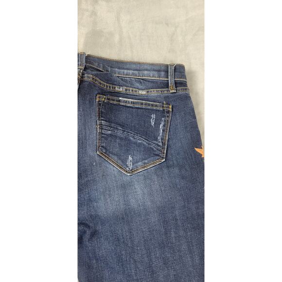 Driftwood Marilyn Jeans Womens 29 Floral brown cream Embroidered Skinny Stretch - Picture 7 of 12